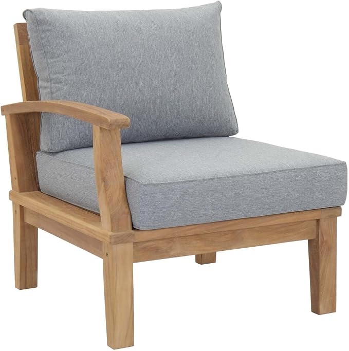 Modway EEI-1822-NAT-GRY-SET Marina Premium Grade A Teak Wood 2-Piece Outdoor Patio Furniture Set, Natural Gray