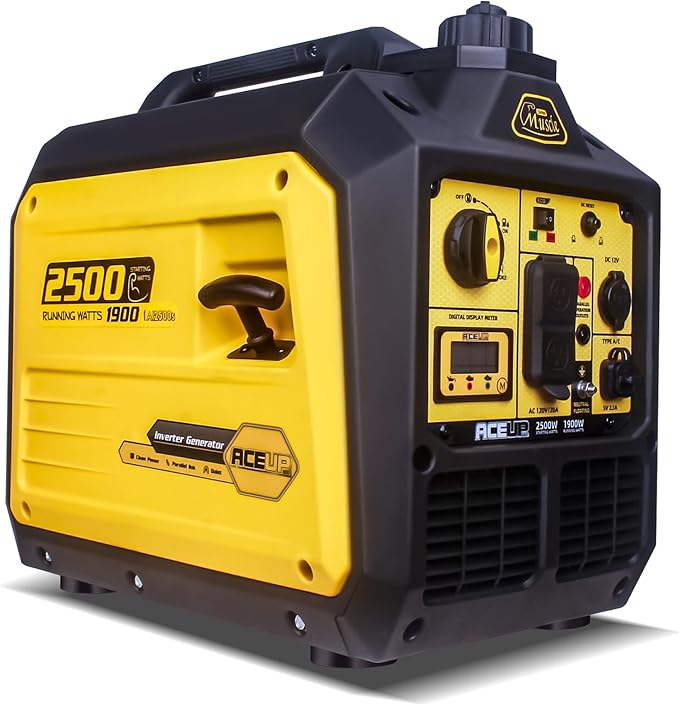 Aceup Energy 2500 Watt Gas Inverter Generator, Super Quiet Portable Generator for Home use, Camping, EPA Compliant