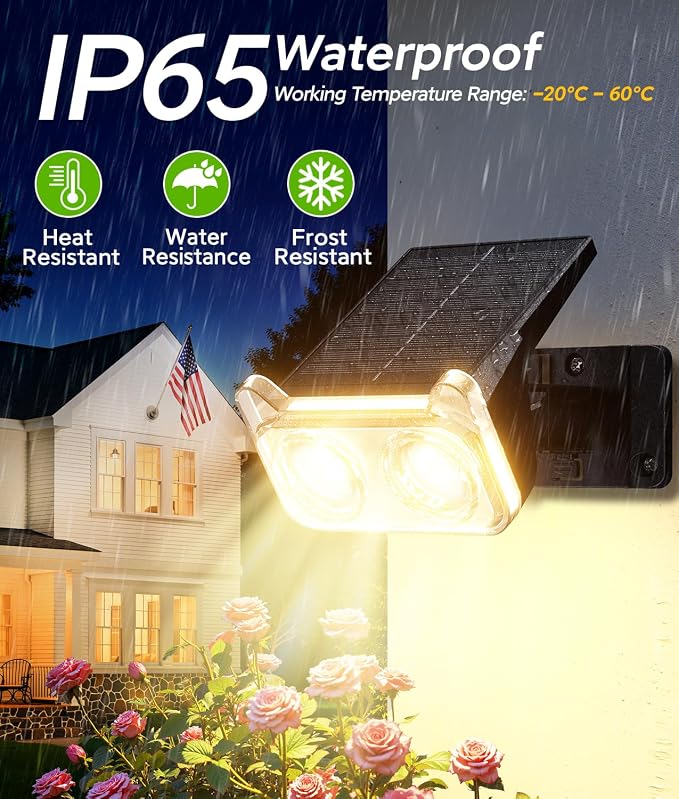 LETMY Solar Lights Outdoor Waterproof IP65, 2 Pack Solar Spot Lights Outdoor with 14 Big LEDs, 2-in-1 Wall Lights & 2 Modes Solar Landscape Spotlights for Pathway Yard Decor Garden Gifts (Warm White)