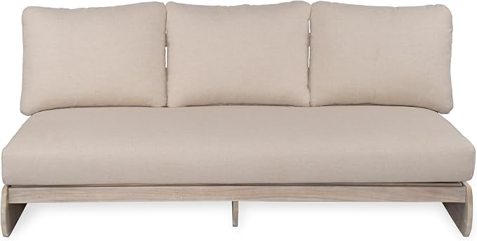 Christopher Knight Home Poppy 2 Piece Patio Conversation Set with Cushion, Acacia Wood 6 Seater Outdoor Sofa Chat Set, Outdoor Sectional Sofa Set of 2 for Patio Furniture Set, Antique Grey+Grey