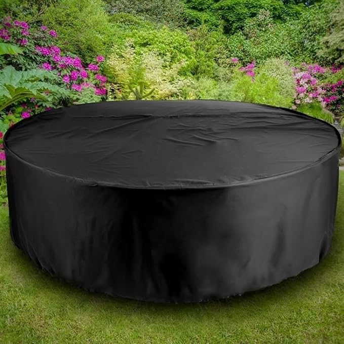 Round Patio Furniture Cover, 47" Dia x 30" H Outdoor Waterproof Dustproof Heavy Duty Oxford Fabric Anti-Fading Storage Cover for Outside Table Chair Large Furniture