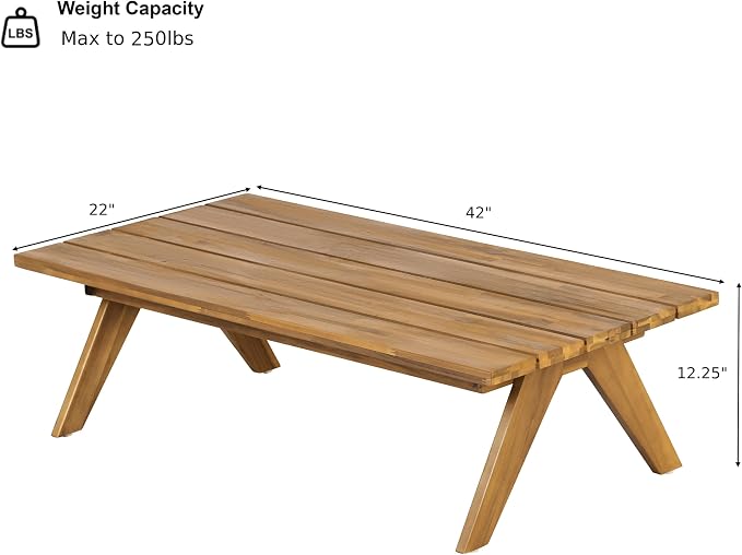 Christopher Knight Home Dina 5-Piece Patio Furniture Set For 8, Acacia Wood Outdoor Conversation Set with Coffee Table, Outdoor 3-Seater Sofas And Club Chairs Set With Cushions for Backyard,Teak+Beige