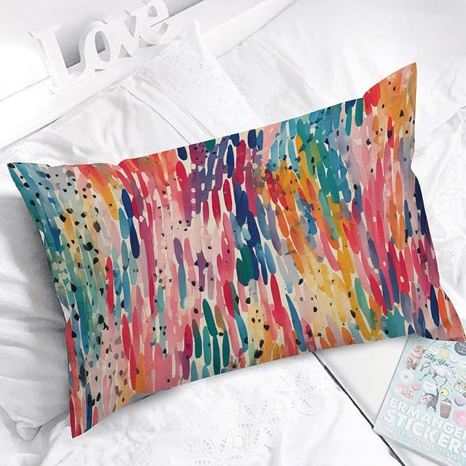 Lumbar Throw Pillow Cover Make It Rain Fiesta Pillow Case Farmhouse Rainbow Colorful Pillow Cover Accent Outdoor Garden Decoration for for Sofa Couch Bedroom Car Home 12x20in