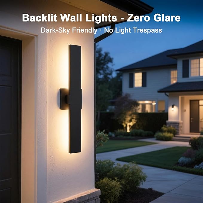 LamQee Aluminum 24 in Long Outdoor Wall Light Fixture, 3000K Integrated LED | Waterproof IP65, Modern Exterior Lights, Linear Outdoor Sconce, Wall Mount Outside Lighting, for House Porch Patio Garage