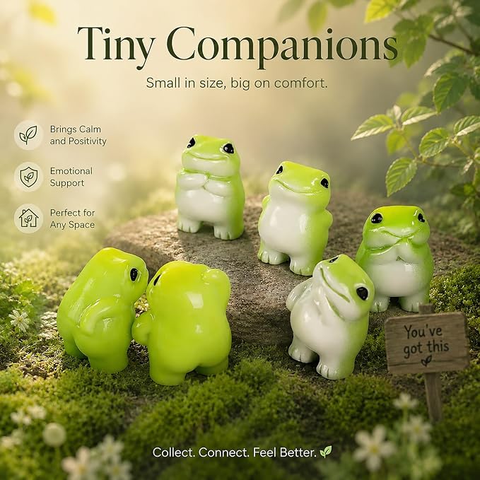 Set of 6 Mini Resin Animals Frogs Figurines, Mini Resin Figures Tiny Animals Bulk Miniature Figures to Hide Tiny Frog Statue Decorations for Desk Decoration & DIY Craft Décor
