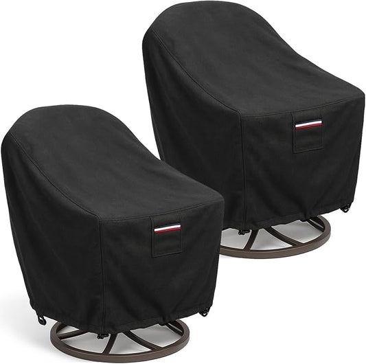 Waterproof Patio Chair Covers, 30W x 34D x 36H inches Heavy Duty Outdoor Furniture Protection Cover Weather Resistant 600D Oxford 2-Pack, Black