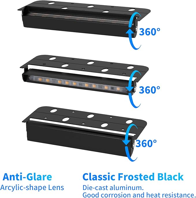 4-Packs 3W 7 Inch LED Hardscape Paver Lighting,12V AC/DC Low Voltage Retaining Wall Lights,LED Landscape Lighting,2700K Soft White Outdoor Step Light,50,000 Hours Lifespan-Black