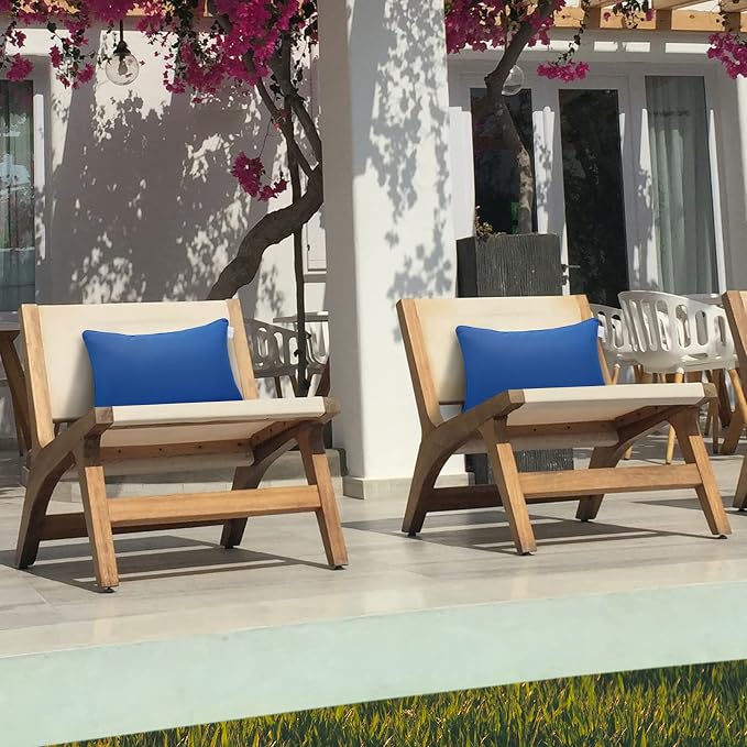 JMGBird Blue Outdoor Pillows Waterproof Outdoor Throw Pillows with Insert (Pack of 2)