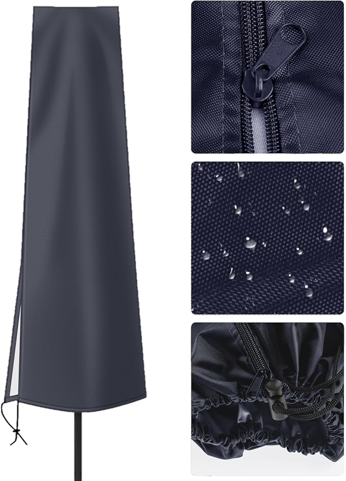 Dafire Patio Umbrella Cover for 7FT to 9FT Parasols - 1.7m Dark Gray 420D Oxford Fabric Waterproof Market Umbrella With Zip - For Outdoor Umbrellas With Rod