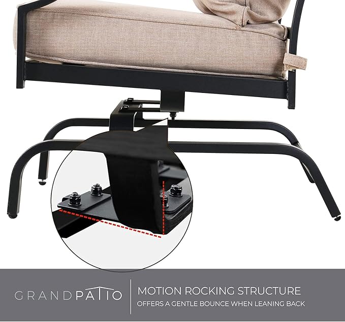 Grand Patio Outdoor Rocking Chairs - Motion Chairs Set of 2, Patio Seating with Olefin Cushions, Beige