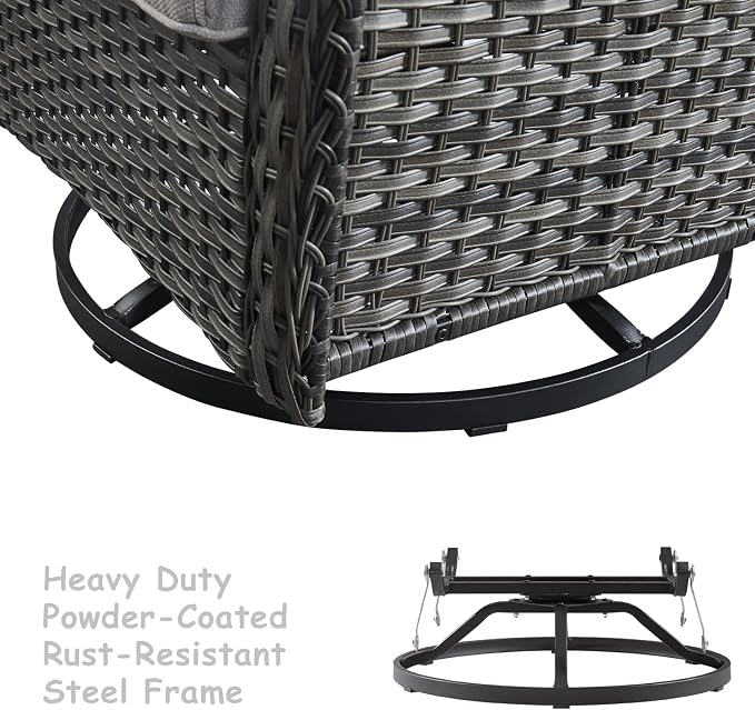 HUMMUH Outdoor Furniture Patio Furniture Set 6 Pieces Wicker Outdoor Sectional Sofa with Swivel Rocking Chairs,Patio Ottomans,Side Table