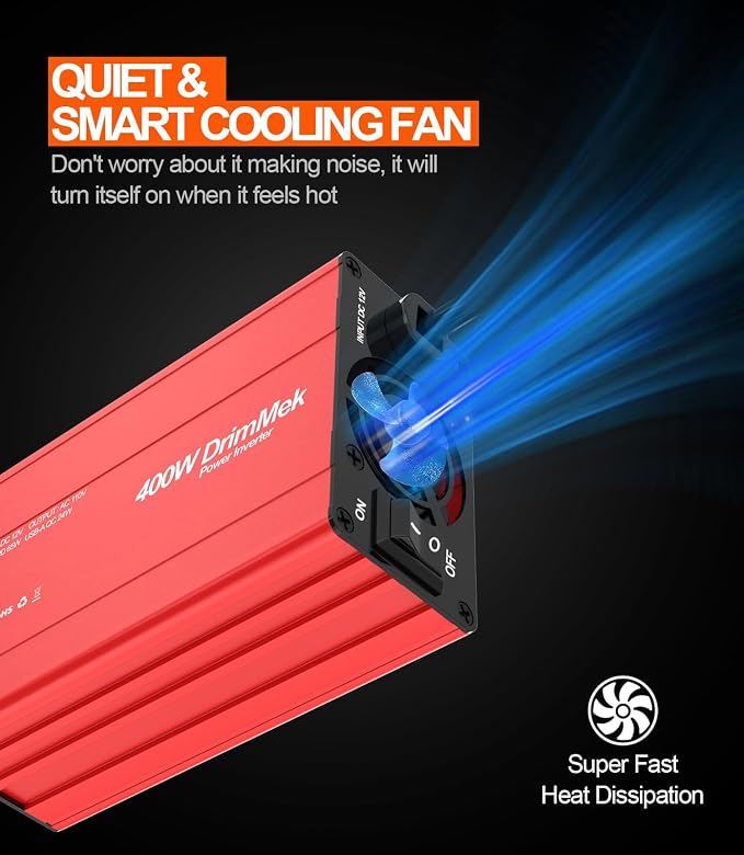 400W Car Power Inverter for Vehicles｜24W+65W USB C,12V DC to AC | 65w Fast Charger,2 AC Output,Aluminum alloy casing