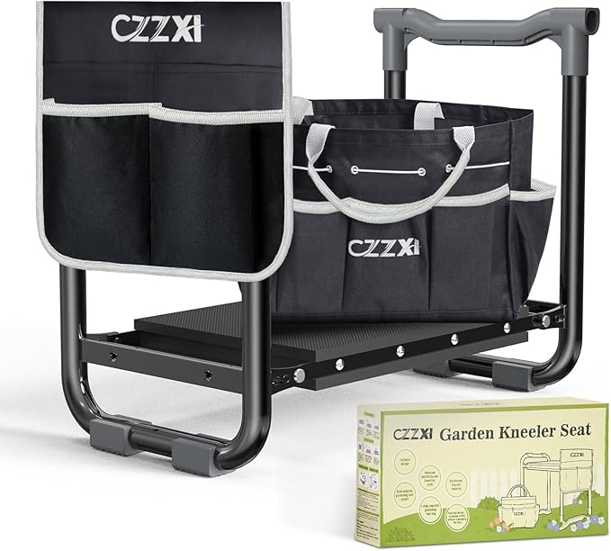 CZZXI Garden Kneeler and Seat, Wider and Thicker Kneeling Pad | Heavy Duty Gardening Stool with Gardening Tool Pouch and Bag, Garden Bench/Chair Gifts for Women, Seniors