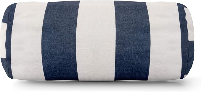 Majestic Home Goods Navy Blue Vertical Stripe Indoor / Outdoor Round Bolster Pillow 18.5" L x 8" W x 8" H