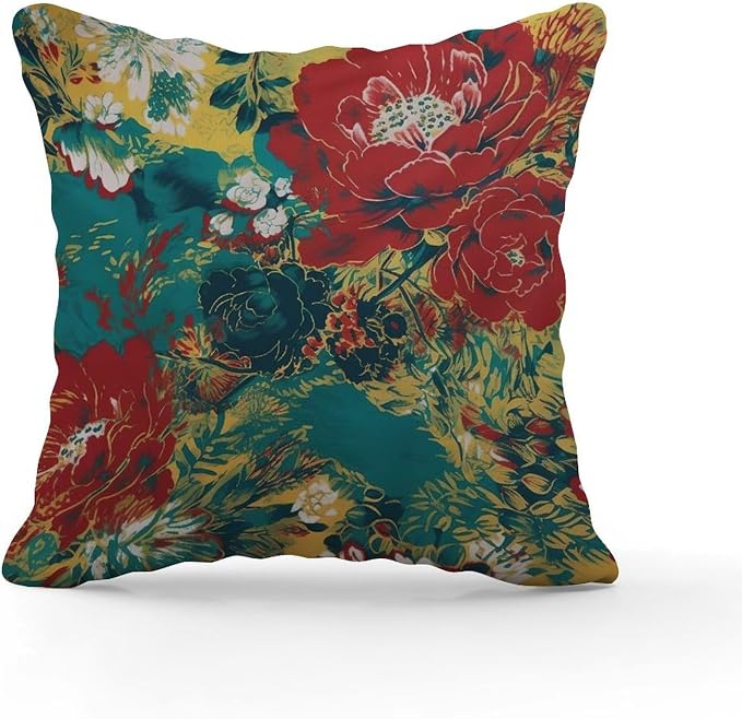 Animal Tiger Stripe Colorful Chinoiserie Cushion Cases Peony Floral Asian Pillows 26x26 INAbstract Accent Throw Pillow Covers Farmhouse Decorative for Patio Furniture Garden