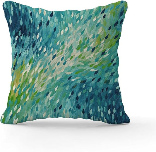 Throw Pillow Covers Make It Rain Fiesta Cushion Cover Retro Rainbow Teal Pillow Cover Accent Throw Pillow Covers Farmhouse Decorative for Sofa Bed Chair Car 24x24 in