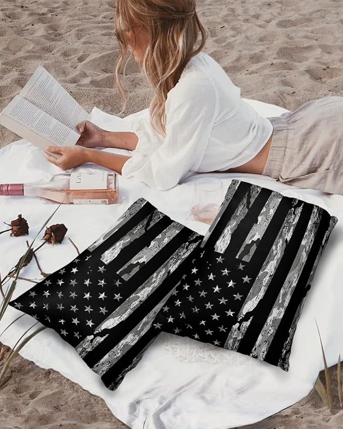 Camouflage Outdoor Throw Pillow Cover American Patriotic Flag Independence Day Waterproof Cushion Covers 2 Pack USA Star Striped Camo Pillow Cases Home Decoration for Patio Garden Couch Sofa 20x12In