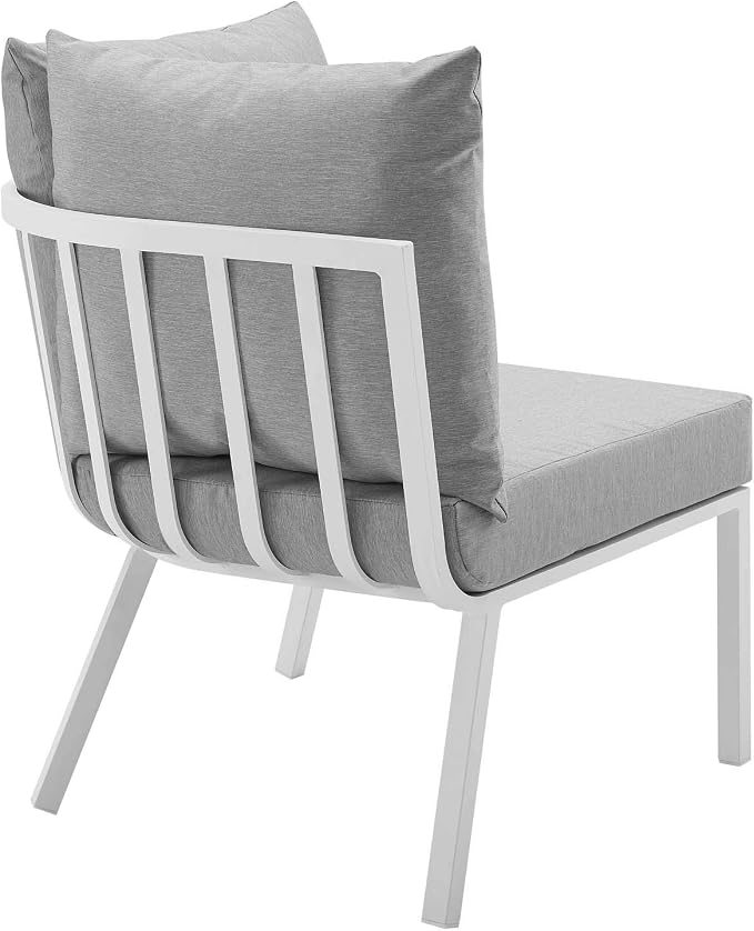 Modway Riverside 4 Piece Outdoor Patio Aluminum Set, 114 x 61.5 x 28, White Gray