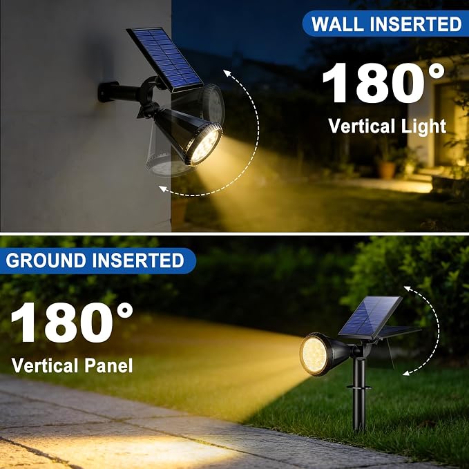 Solar Spot Lights Outdoor Waterproof IP65, Flag Landscape Spotlights | 6 Pack 4 Lighting Modes Solar Powered Spotlights Auto On/Off,Solar Garden Yard Pathway Wall Uplights for Outside,Warm White