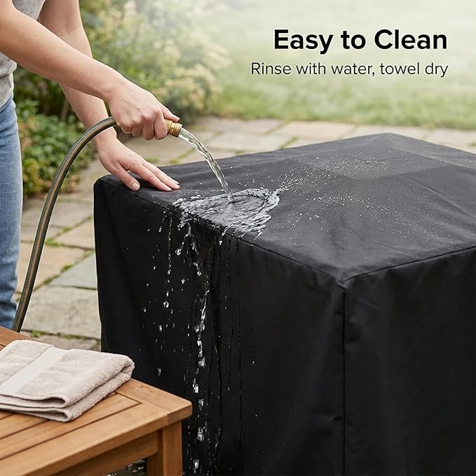WOMACO Heavy Duty Square Patio Fire Pit/Table Cover, Waterproof Outdoor Furniture Cover (40" x 40" x 20", Black)