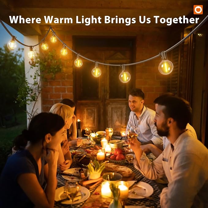 addlon Outdoor String Lights 100FT G40 with Remote 54 LED Shatterproof Bulb | Dimmable Patio Globe Lights Waterproof, Hanging Outside Lighting for Backyard, Garden, Deck, Balcony, Porch, Café, Decor