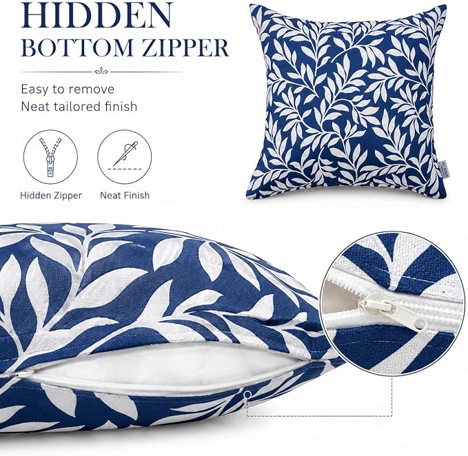 Outdoor Pillows 18"x18" Waterproof Decorative Pillows with Inserts | Set of 2 Fade Resistant Patio Throw Pillows for Garden Porch Couch and Patio Furniture