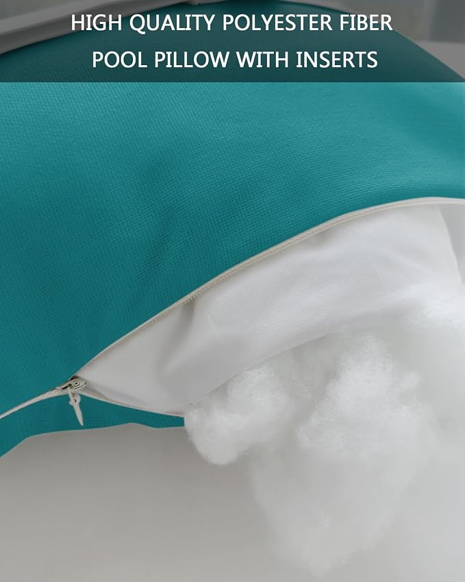 Outdoor Pillows Covers with Inserts Pure Teal Green Solid Color Waterproof Recliner Pillow with Adjustable Strap Throw Pillows for Patio Furniture Pool Lounge Chair, 12x20 inch, 1PCS