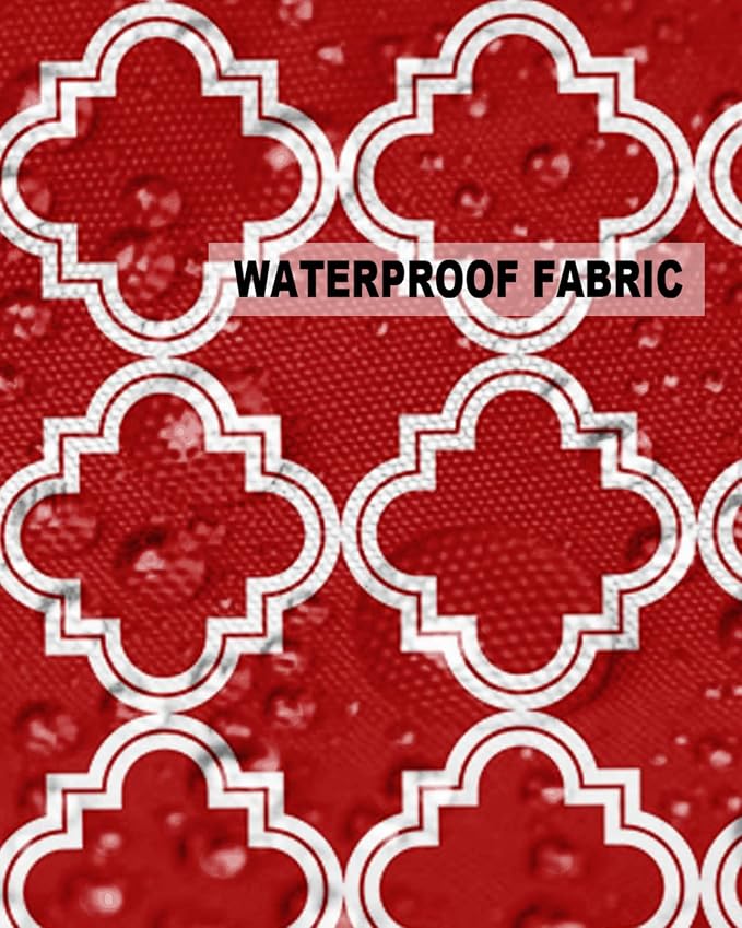 Outdoor Waterproof Pillow Covers for Patio Furniture Moroccan Pattern Decorative Throw Pillow Cover Geometric Trellis Red Pillowcases Set of 2 Cushion Case for Sofa Couch Chair Home Decor 16x16 inch