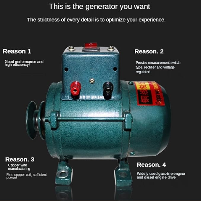 5KW/7KW Portable Generator 220V - Brushless Permanent Magnet, Pure Copper Winding, Dual-Fuel Gasoline & Diesel Engine, Reliable Lighting Power Supply (7000W)