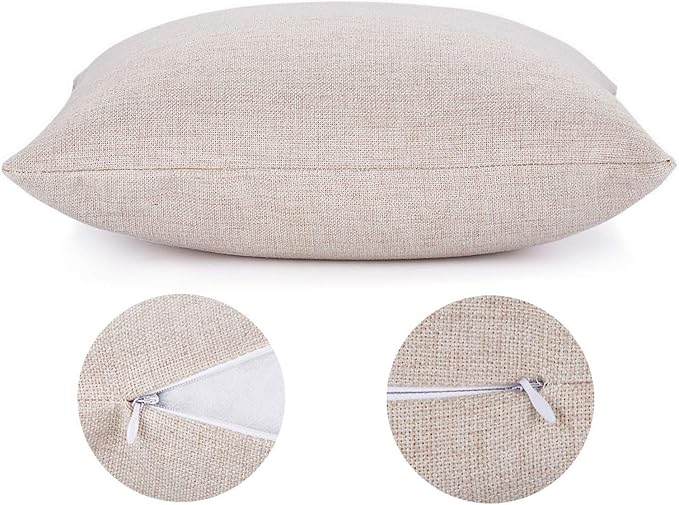 Waterproof Throw Pillow Covers Set of 4 Linen Farmhouse Cushion Covers Outdoor Waterproof Decorative Pillow Cases for Patio Garden 18x18 inches