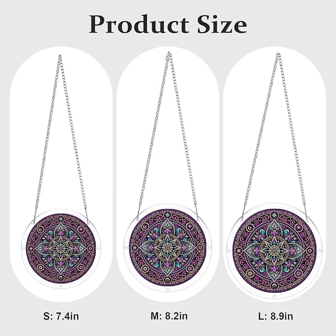Acrylic Puzzle Suncatcher, Sun Catchers Puzzle for Window Hanging | 8.2 Inch Purple Mandala DIY Suncatcher Puzzle Gifts for Adults, Women, Men, Wife, Mom, Home & Garden Decor