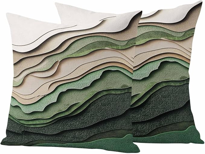 Abstract Wave Texture Outdoor Waterproof Throw Pillow Covers Set of 2, 20"x20", Retro Watercolor Bump Decorative Pillow Covers Outside Cushion Case for Patio Porch Garden