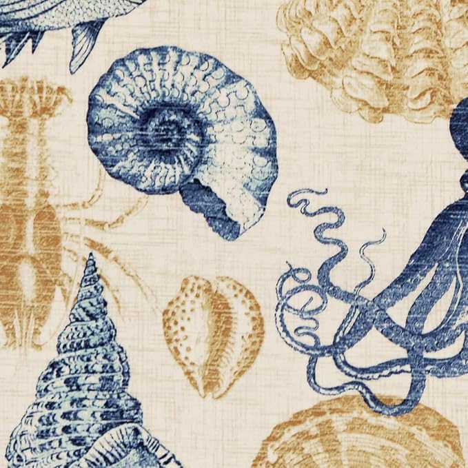 RSH Décor Indoor Outdoor Set of 4 Square Pillows (Blue Tan Crab + Veranda Blue, 26" x 16")