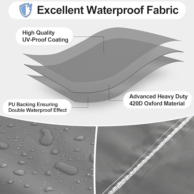 OutdoorLines Outdoor Waterproof Patio Table Furniture Set Covers - Rectangle Couch Sectional Cover Outside Weatherproof Patio Furniture Covering for Deck, Lawn and Backyard 90"L x 64"W x 28"H, Grey