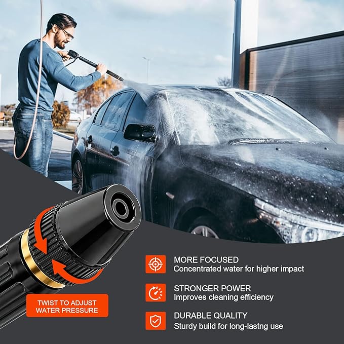 Home High-Pressure Car Wash Water Gun with Booster Nozzle, Powerful High-Pressure Water Gun for Car Cleaning, 3 Adjustable