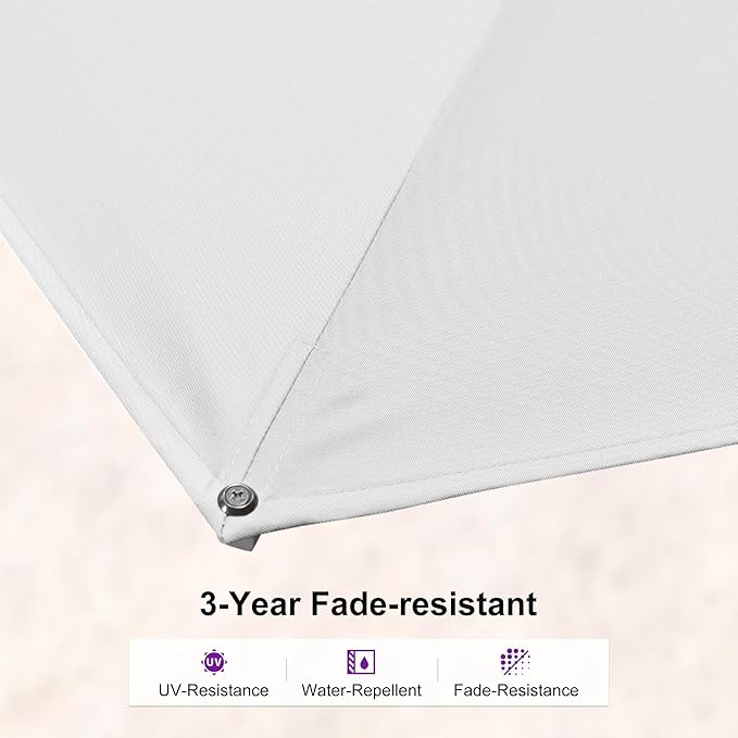 PURPLE LEAF 8' X 11.5' Right-left Tilt White Cantilever Umbrella with Base Patio Outdoor Swivel Umbrellas with Aluminum Tilt Offset Umbrella with 360° Rotation for Deck Pool, White