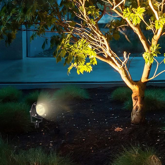 18W Low Voltage Landscape Lighting LED Spotlight Outdoor 12V~24V AC/DC Waterproof Landscape Lights Spot Lights for Yard with Spiked Stake Warm White Flag Light Garden Decorative Lamp (2 Pack)