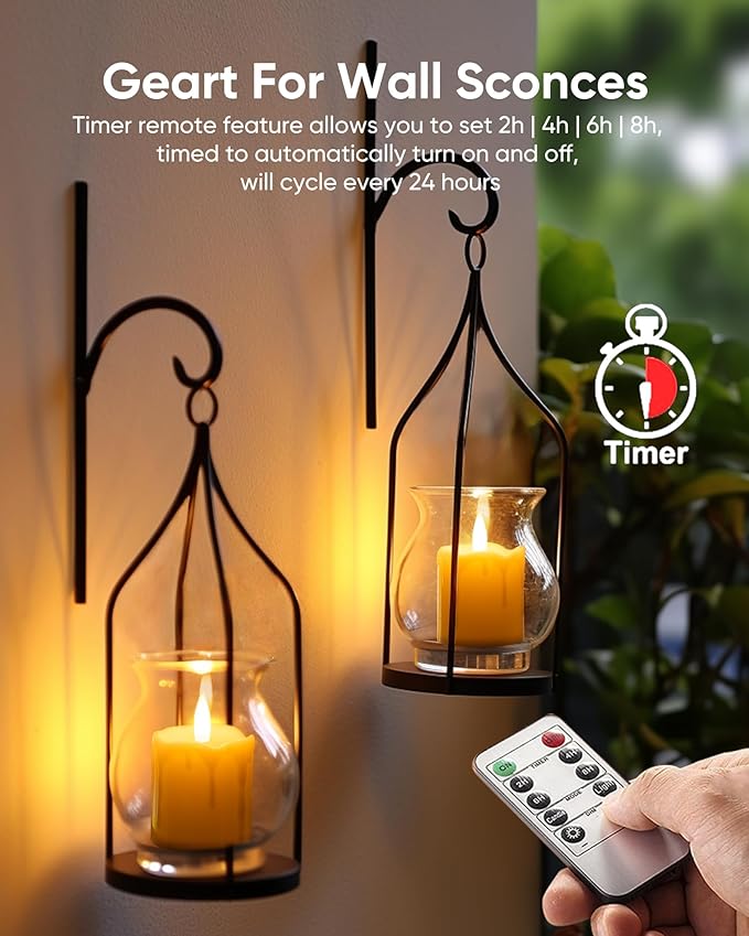 Homemory 12Pack 2" x 2" Timer Remote Control Flameless Votive Candles, Realistic Battery Operated Fake Candles for Christmas, Wedding, Home Decorations