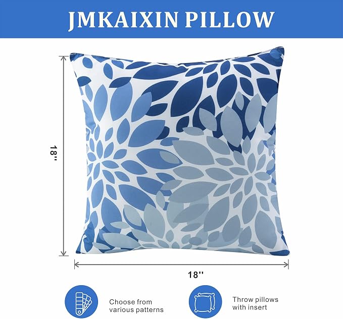 Outdoor Pillows, Pack of 2 Waterproof Decorative Throw Pillows with Inserts, 18"x18" Square Pillows for Couch, Sofa and Patio Furniture