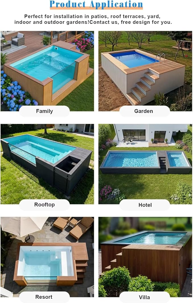 Prefabricated Swimming Pools for Modern Backyard | Custom Container Swimming Pool with Optional Heater & Filter - Stackable & Flexible Outdoor Above Ground Pool for Family Leisure & Kids Vacation