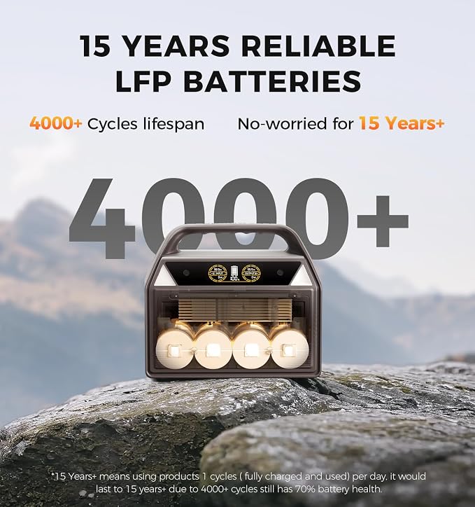 UDPOWER C600 Solar Generator with 120W Panel, 595Wh LiFePO4, 600W (Surge 1200W) AC Outlet, Portable Power Station for Camping RV Emergency Backup Brown