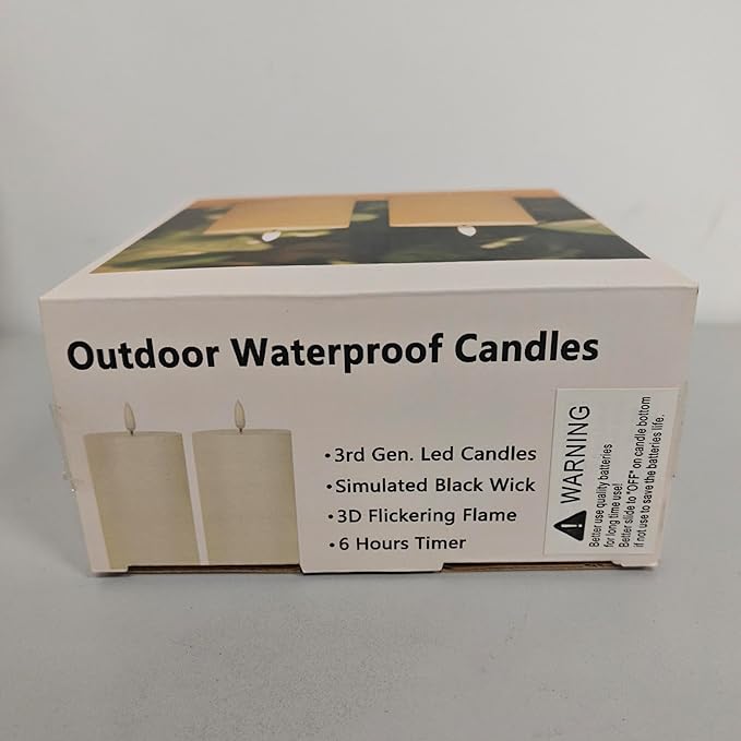Blue Battery Operated Pillar Candles 3x4 Set of 2, LED Flameless Candles for Table Decor, Waterproof Decorative Candles for Patio Porch Outdoor Decor