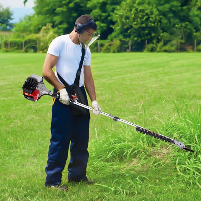 52CC Gas Weed Wacker,3 in 1 Cordless Grass Trimmer Gasoline Lawn Mower Engine, Gas Powered Weed Eater String Trimmer with 6500-8500r/Min