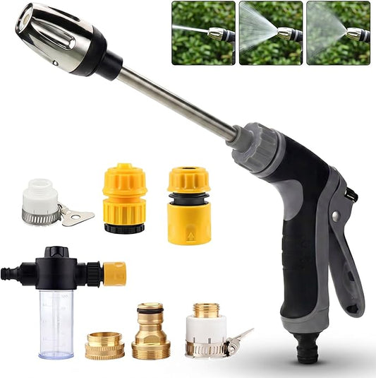 Aquoxis Pressure Washer, 2026 New Handheld Power Washer 360° Rotating Nozzle, 3 Spray Modes, Stainless Steel Universal Hose Fit, Multi Function Lawn & Garden Watering Sprayer, Tool-Free Installation