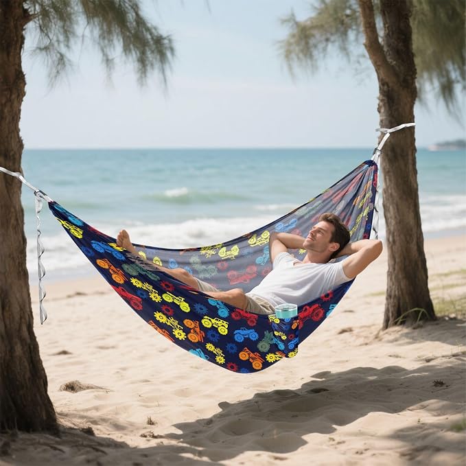 Camping Hammock Outdoor Hammocks for Outside Bright Truck Beach Trees Portable Lightweight with Pockets Tree Straps Indoor