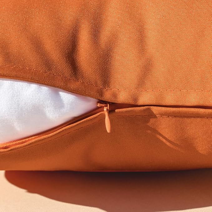 MIULEE Decorative Outdoor Waterproof Pillow Covers 18x18 Burnt Orange | Decorative Patio Furniture,Pack of 2,Accent Square Soild Throw Pillow Covers,Summer Garden Tent Couch Sofa