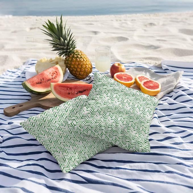 Green Line Outdoor Pillow Covers 24x24 Inch Throw Pillow Covers Set of 2 Waterproof Decorative Pillow Cases Vintage Abstract Geometric Stripes Watercolor Cushion Covers for Patio Furniture Garden