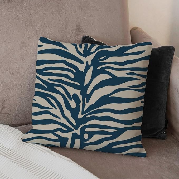 Cushion Cases Blue Tiger Print Pillowcase Abstract Animal Tiger Print Pillow Cover Accent Square Couch Sofa Cushion Covers for Patio Furniture Garden 18x18 in