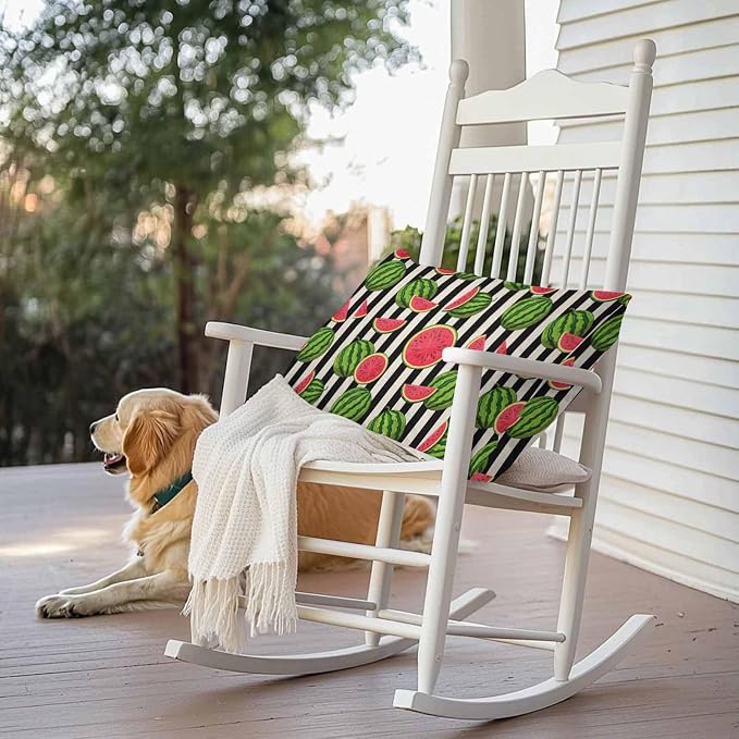 Vandarllin Outdoor Throw Pillows Covers 20x12 inch Set of 2 Waterproof Watermelon Decorative Zippered Cushion Covers for Patio Furniture, Summer Fruit Black Stripes Lumbar Pillowcases