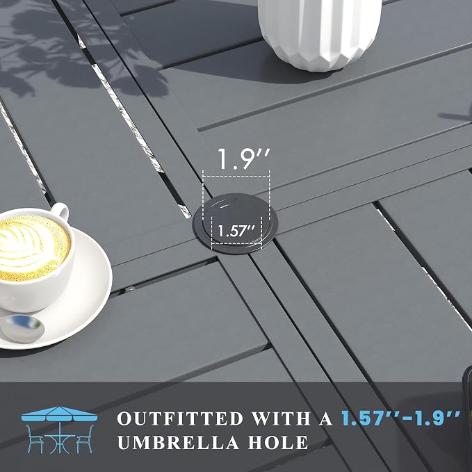 VICLLAX 9 Pieces Patio Dining Set for 8, 60.1" Round Outdoor Table and Chairs (4 Patio Fixed Chairs and 4 Swivel Chairs) for Deck Garden, Dark Grey